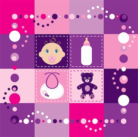 simsearch:400-04619212,k - Vector Illustration of baby girl quilt 2. Patchwork or sewing, background. Stock Photo - Budget Royalty-Free & Subscription, Code: 400-04675584