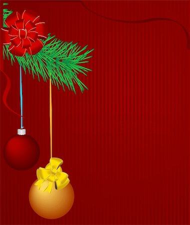 simsearch:400-04776548,k - Christmas bulbs on pine - vector Stock Photo - Budget Royalty-Free & Subscription, Code: 400-04675736