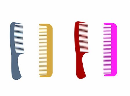 Different hairbrushes are isolated on white background. Vector Stock Photo - Budget Royalty-Free & Subscription, Code: 400-04675742