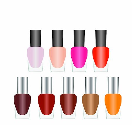 simsearch:400-04882762,k - Bottles of nail polish in various bright colors on a white background. Vector Photographie de stock - Aubaine LD & Abonnement, Code: 400-04675782