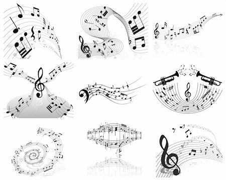 simsearch:400-05297279,k - Vector musical notes staff backgrounds set for design use Photographie de stock - Aubaine LD & Abonnement, Code: 400-04675962