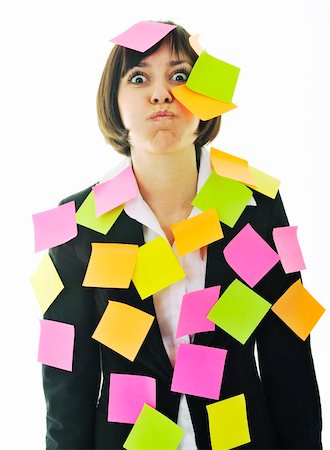 simsearch:400-04925223,k - one frustrated young business woman with many of post it representing concept memory and frustration on work Stock Photo - Budget Royalty-Free & Subscription, Code: 400-04676067