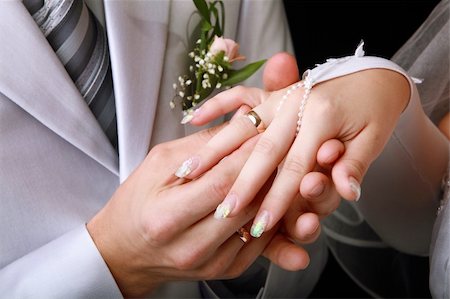 Image of the groom puts the ring on brides finger Stock Photo - Budget Royalty-Free & Subscription, Code: 400-04676264