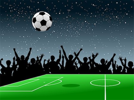 Editable vector design of a crowd around a football pitch at night Stock Photo - Budget Royalty-Free & Subscription, Code: 400-04676319