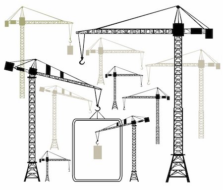 simsearch:400-06750359,k - Illustration with cranes. Construction work site. File included editable Eps v8 and 300 dpi JPG Photographie de stock - Aubaine LD & Abonnement, Code: 400-04676326