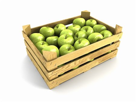 wooden crate full of apples. Isolated 3d rendering Stock Photo - Budget Royalty-Free & Subscription, Code: 400-04676367