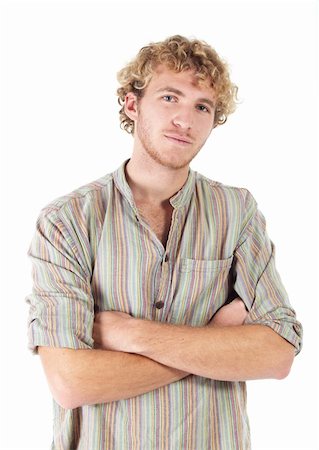 Portrait of handsome Caucasian man wearing casual clothes on white background. NOT ISOLATED Stock Photo - Budget Royalty-Free & Subscription, Code: 400-04676562