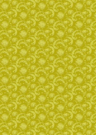 simsearch:400-05156538,k - old wallpaper victorian style, design.      Chrysanthemum pattern. Fotografie stock - Microstock e Abbonamento, Codice: 400-04676579