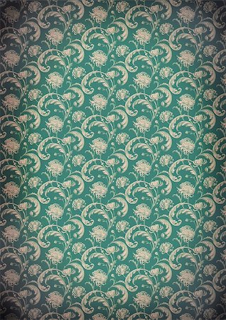 simsearch:400-05156538,k - old wallpaper victorian style, design.      Chrysanthemum pattern. Fotografie stock - Microstock e Abbonamento, Codice: 400-04676587