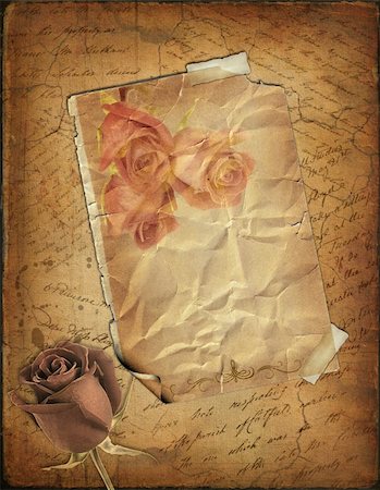 simsearch:400-05156538,k - Grunge papers design in scrapbooking style with the hand-written text and a rose Fotografie stock - Microstock e Abbonamento, Codice: 400-04676677