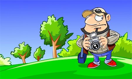 simsearch:400-04880707,k - Colourful illustration of a professional photographer working in countryside. Stock Photo - Budget Royalty-Free & Subscription, Code: 400-04676722