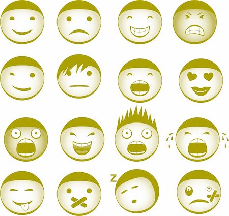 Collection of vector smilies with different expressions Stock Photo - Budget Royalty-Free & Subscription, Code: 400-04676757