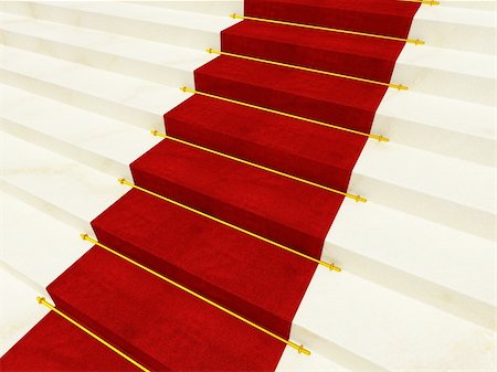 3d image of classic red carpet on stair Stock Photo - Budget Royalty-Free & Subscription, Code: 400-04676917