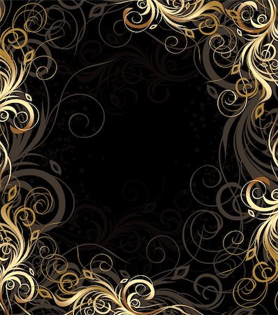 simsearch:400-04813900,k - Vector black and gold floral background with pattern Stock Photo - Budget Royalty-Free & Subscription, Code: 400-04676945
