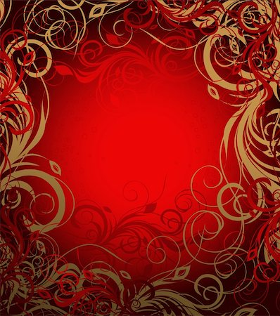 simsearch:400-04813900,k - Vector red and brown floral background with pattern Stock Photo - Budget Royalty-Free & Subscription, Code: 400-04676955