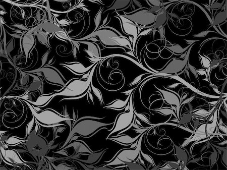 simsearch:400-04813900,k - Vector black and gray floral background with pattern Stock Photo - Budget Royalty-Free & Subscription, Code: 400-04676950