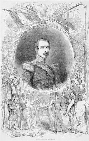 simsearch:400-06568957,k - Napoleon III aka Louis Napoleon Bonaparte (1808-1873) on engraving from the 1800s. President of the French Second Republic and ruler of the Second French Empire. Nephew of Napoleon I. From a photograph by Kilburn. Stockbilder - Microstock & Abonnement, Bildnummer: 400-04677123