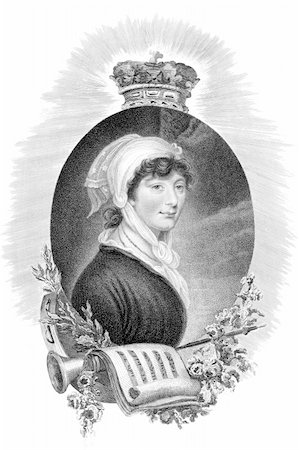 Princess Augusta Sophia (1768 -1840) on engraving from the 1800s. Member of the British Royal Family, 2nd daughter of George III & Queen Charlotte. Princess of Great Britain and a Princess of Hanover. Stockbilder - Microstock & Abonnement, Bildnummer: 400-04677148