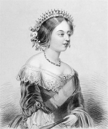 queen victoria - Queen Victoria (1819-1901) on engraving from the 1800s. Queen of Great Britain during 1837-1901. Engraved by J.B.Hunt and published in London by Rogerson & Tuxford in 1855. Stock Photo - Budget Royalty-Free & Subscription, Code: 400-04677157