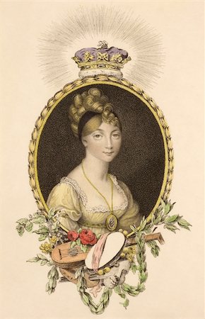 simsearch:400-05323422,k - Princess Sophia (1777-1848) on engraving from the 1800s. 5th daughter of George III. Artwork by Marie Anne Bourlier and Printed in 1807 for John Bell. Foto de stock - Super Valor sin royalties y Suscripción, Código: 400-04677153