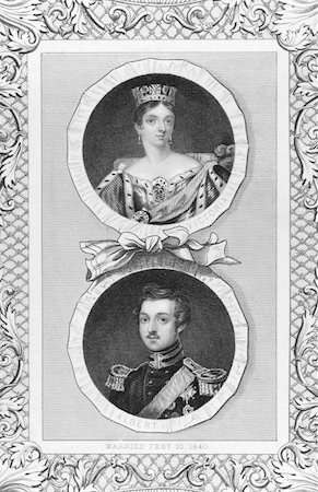 simsearch:400-05323422,k - Queen Victoria and Prince Albert on engraving by J.Rogers from the 1800s. Foto de stock - Super Valor sin royalties y Suscripción, Código: 400-04677160