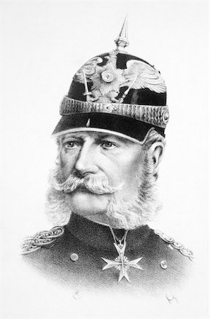 simsearch:400-04676976,k - Wilhelm I (1797-1888) on engraving from the 1800s. King of Prussia during 1861-1888 and first German Emperor during 1871-1888. Published in London by J.Hagger. Foto de stock - Super Valor sin royalties y Suscripción, Código: 400-04677212