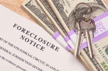eviction - House Keys, Stack of Money and Foreclosure Notice - Cash for Keys Program. Stock Photo - Budget Royalty-Free & Subscription, Code: 400-04677405