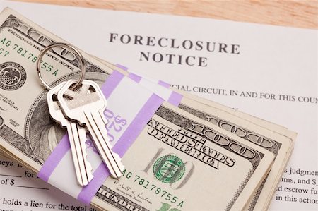 eviction - House Keys, Stack of Money and Foreclosure Notice - Cash for Keys Program. Stock Photo - Budget Royalty-Free & Subscription, Code: 400-04677406
