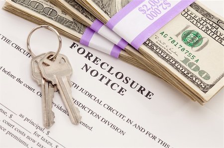 eviction - House Keys, Stack of Money and Foreclosure Notice - Cash for Keys Program. Stock Photo - Budget Royalty-Free & Subscription, Code: 400-04677402