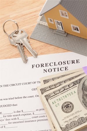 eviction - Foreclosure Notice, Home, House Keys and Stack of Money - Cash for Keys Program. Stock Photo - Budget Royalty-Free & Subscription, Code: 400-04677403
