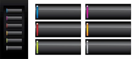 Glossy black web buttons with vertical navigation bar. Stockbilder - Microstock & Abonnement, Bildnummer: 400-04677418