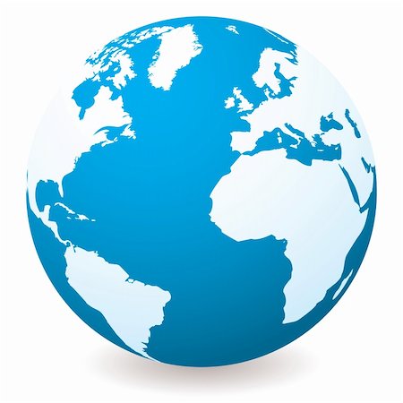 simsearch:400-04053812,k - Blue illustrated globe with shadow and white land and ocean Foto de stock - Super Valor sin royalties y Suscripción, Código: 400-04677451