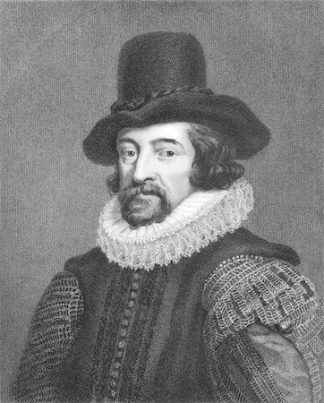 famous male scientists - Francis Bacon (1561-1626) on engraving from the 1800s. English philosopher, statesman, lawyer, jurist, author and scientist. Engraved by J.Pofselwhite from a picture by J.Houbraken in 1738 and published in London by Charles Knight & Co, Ludgate Street. Stock Photo - Budget Royalty-Free & Subscription, Code: 400-04677584