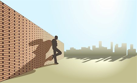 Editable vector illustration of a man leaning against a wall Foto de stock - Super Valor sin royalties y Suscripción, Código: 400-04677974