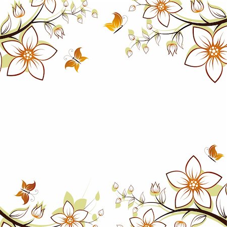 simsearch:614-07032085,k - Vector flower background with butterfly isolated on white Stock Photo - Budget Royalty-Free & Subscription, Code: 400-04677984