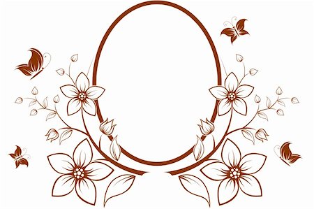 simsearch:614-07032085,k - Vector flower frame with butterfly isolated on white Stock Photo - Budget Royalty-Free & Subscription, Code: 400-04677982