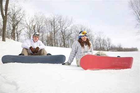 Happy couple of snowboarders Stock Photo - Budget Royalty-Free & Subscription, Code: 400-04678090