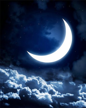 Night fairy tale - bright moon in the night sky Stock Photo - Budget Royalty-Free & Subscription, Code: 400-04678432