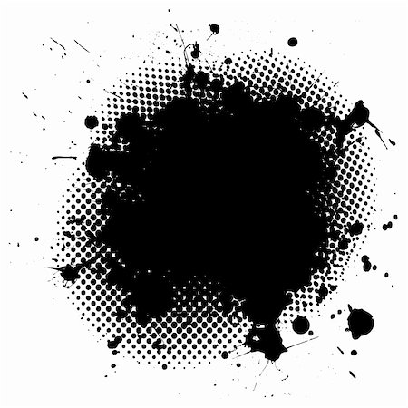 simsearch:400-04387465,k - Black ink splat background with halftone dots and copy space Photographie de stock - Aubaine LD & Abonnement, Code: 400-04678451