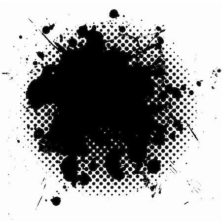 simsearch:400-04497286,k - black ink splat with grunge effect and halftone dot fade Stock Photo - Budget Royalty-Free & Subscription, Code: 400-04678453