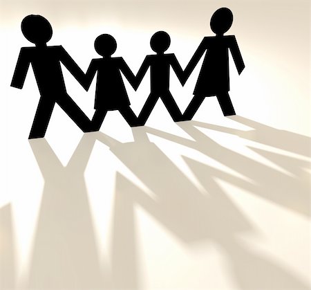 family stick figures - Four people family group holding hands as paper cut out Stock Photo - Budget Royalty-Free & Subscription, Code: 400-04678463