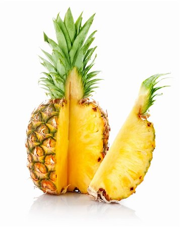 simsearch:400-04164071,k - fresh pineapple with cut and green leaves isolated on white background Stock Photo - Budget Royalty-Free & Subscription, Code: 400-04678598