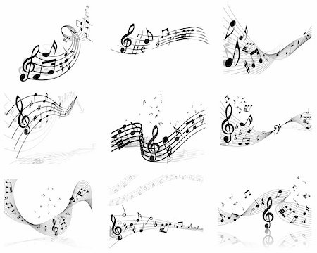 simsearch:400-04173341,k - Vector musical notes staff backgrounds set for design use Photographie de stock - Aubaine LD & Abonnement, Code: 400-04678724