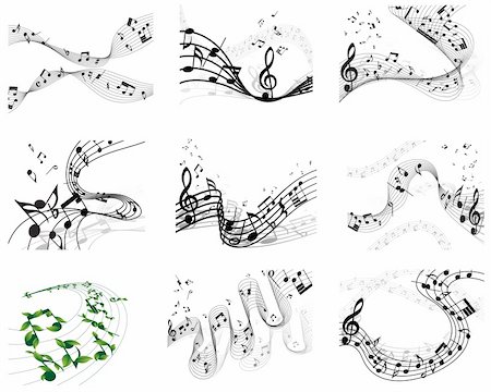 Vector musical notes staff backgrounds set for design use Stock Photo - Budget Royalty-Free & Subscription, Code: 400-04678728