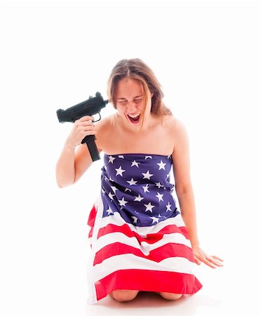 simsearch:400-07624970,k - Young woman dress in american flag  is going to commit suicide Foto de stock - Super Valor sin royalties y Suscripción, Código: 400-04678837