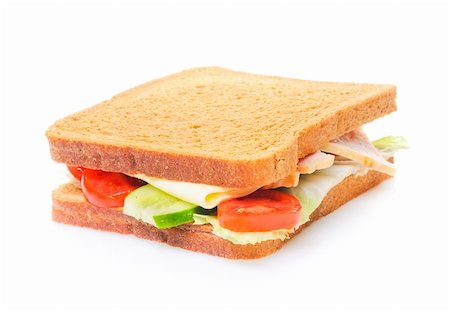 Fresh sandwich isolated on white Photographie de stock - Aubaine LD & Abonnement, Code: 400-04678936