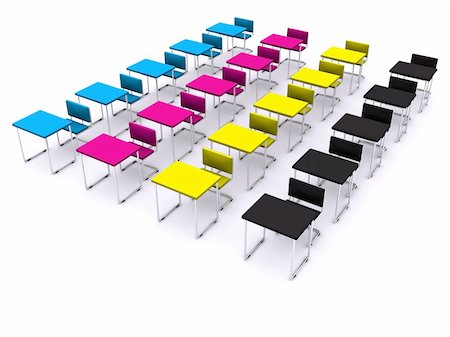 empty school chair - school desks with board. 3d Stock Photo - Budget Royalty-Free & Subscription, Code: 400-04679104