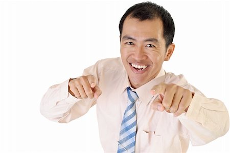 simsearch:400-04485729,k - Point by Asian businessman with fingers on white background. Stock Photo - Budget Royalty-Free & Subscription, Code: 400-04679137