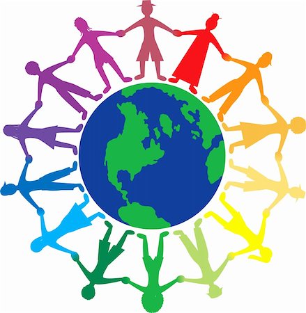 reconstruyendo - Vector of people all around the world holding hands. Photographie de stock - Aubaine LD & Abonnement, Code: 400-04679156