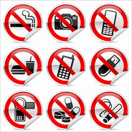 smoking prohibited sign symbol image - Prohibited signs that are common in use Stock Photo - Budget Royalty-Free & Subscription, Code: 400-04679247